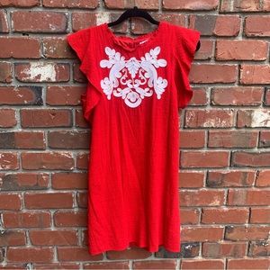 THML Short Red Dress, Flutter Sleeves